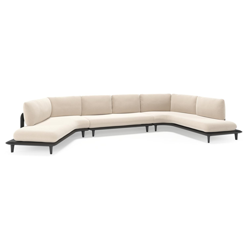 Bomero loungehoek in zwart aluminium met lopi antique all weather sunbrella® luxe kussen