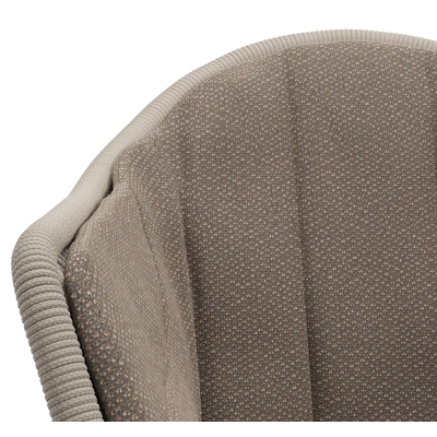 Pagino tuinstoel in wit aluminium en beige verticaal geweven ronde rope met zitkussen in All Weather Sunbrella® Luxe Lopi Coconut