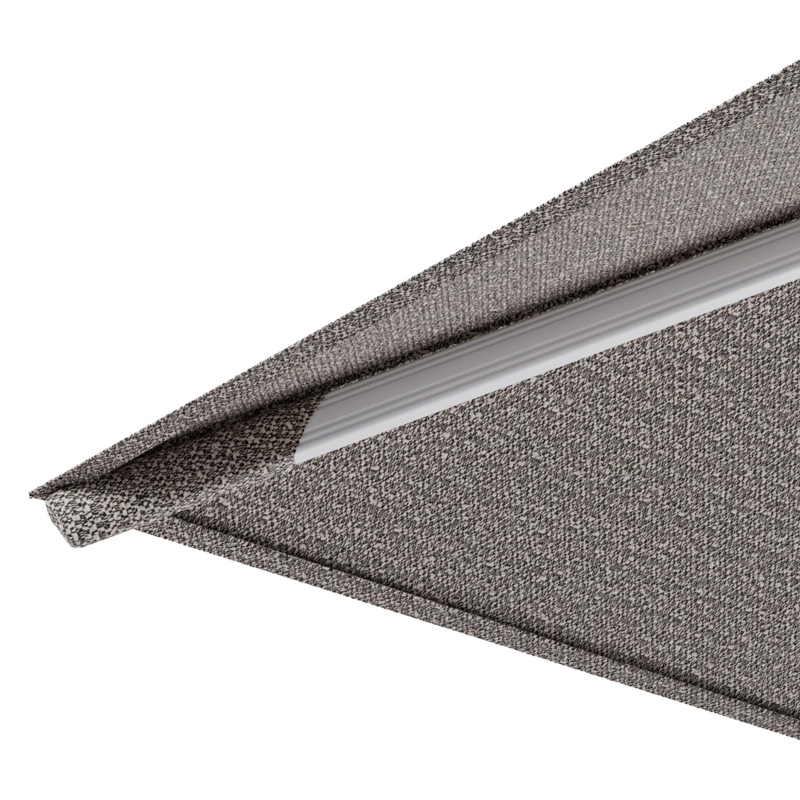 Rufina zweefparasol met tiltfunctie in wit aluminium en Wander Granite All Weather Sunbrella® Luxe parasoldoek - L1 300 x L2 300 cm met parasolvoet Minore 150 kg met wielen