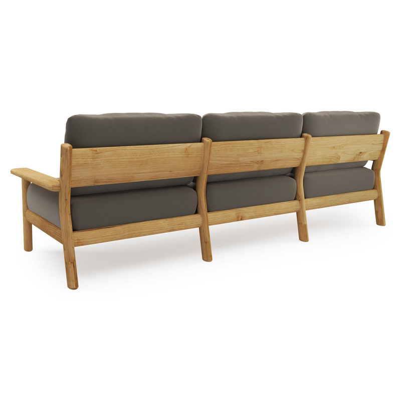 Amaro loungebank in teak met natte carbon beige all weather sunbrella® luxe kussen