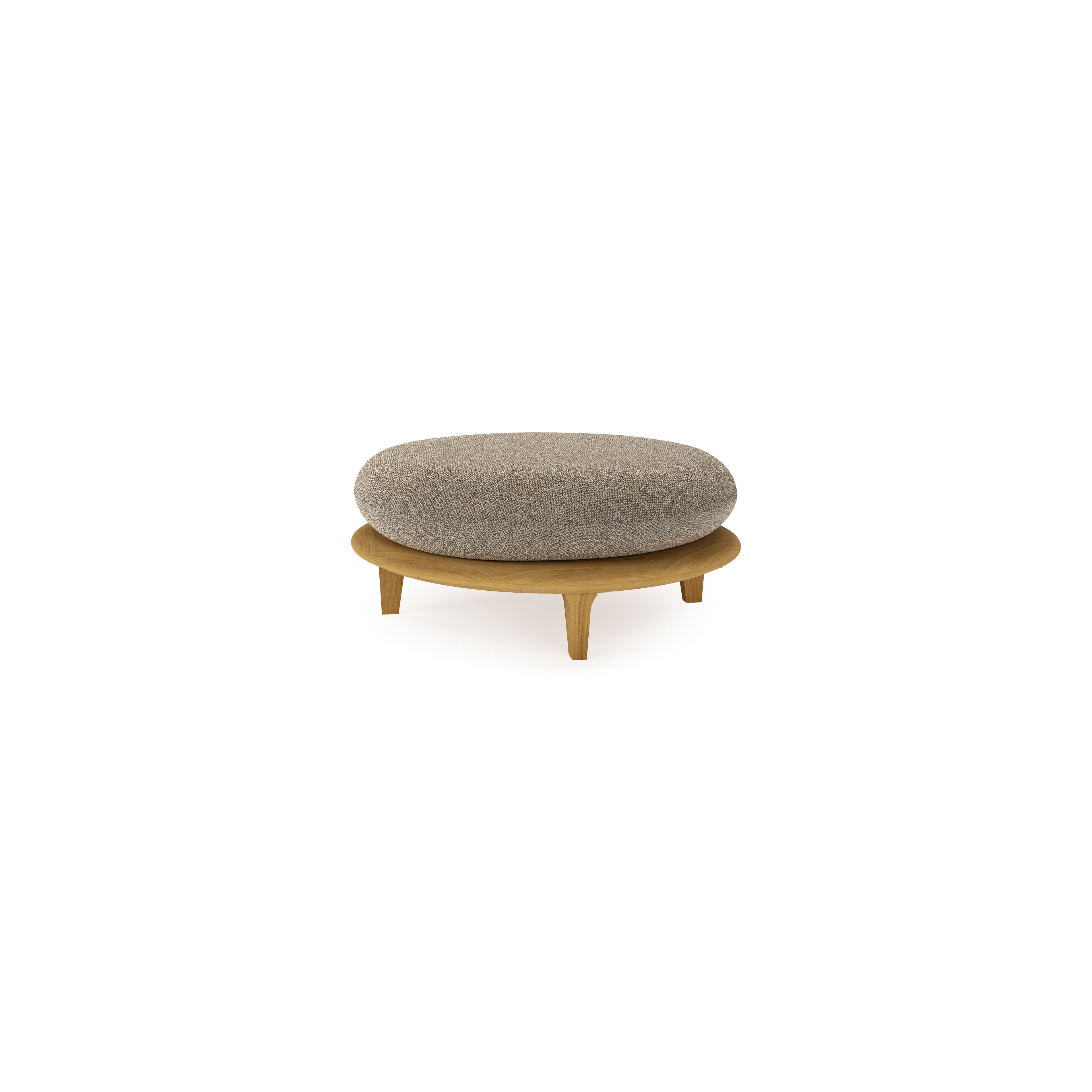 Bomero poef in teak met madagascar burch all weather cosytica kussen