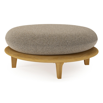 Bomero poef in teak met madagascar burch all weather cosytica kussen