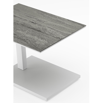 Cirello bijzettafel in wit aluminium en aspen grey volkeramiek - L 70 x B 80 x H 66 cm