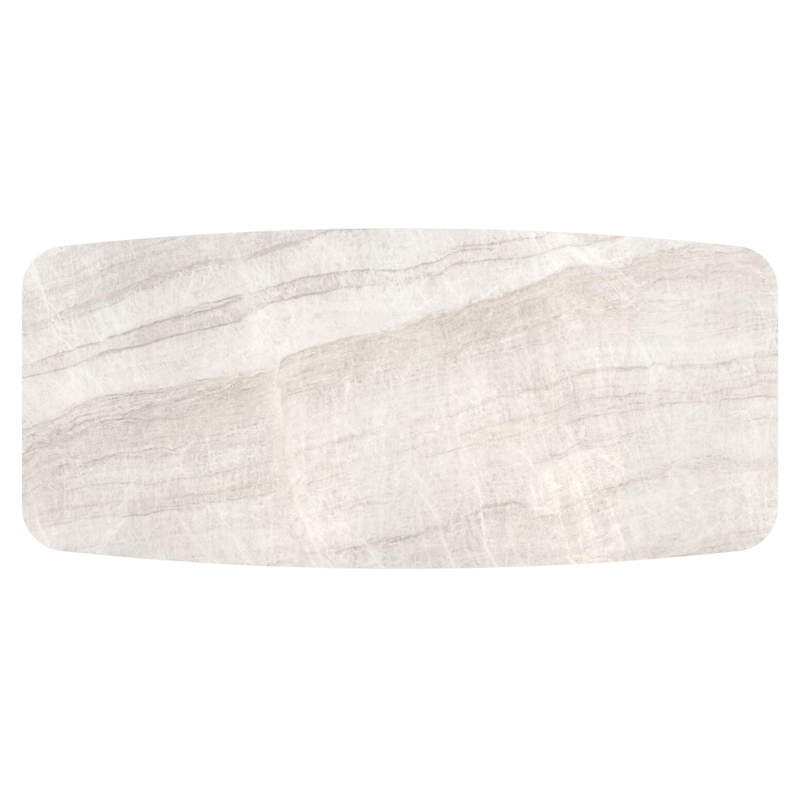 Pagino tuintafel bootvorm in beige aluminium en volkeramiek Taj Mahal - L 255 x B 115 x H 73 cm