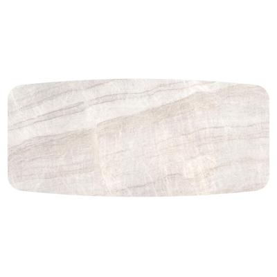 Pagino tuintafel bootvorm in beige aluminium en volkeramiek Taj Mahal - L 255 x B 115 x H 73 cm