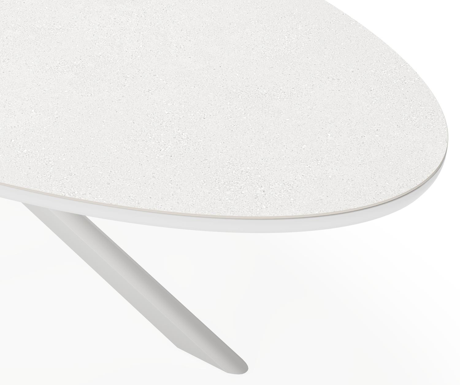 Pamplona ovale tuinset in wit aluminium en sintered stone topo minerale met 10 Amalfi tuinstoelen