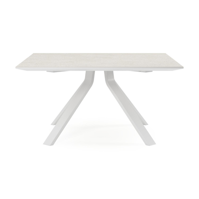 Cesano tuintafel in wit aluminium en volkeramiek shilin - L 148 x B 148 x H 74,5 cm