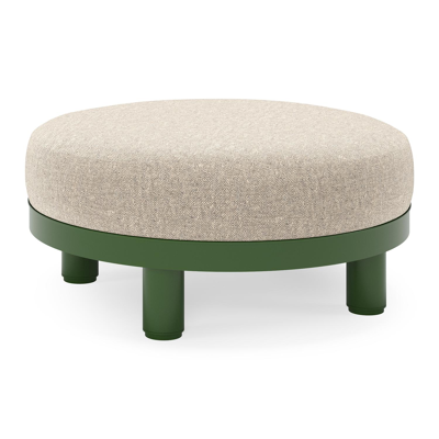 Donato lounge poef in groen aluminium met all weather sunbrella® luxe Chartres Pewter kussen