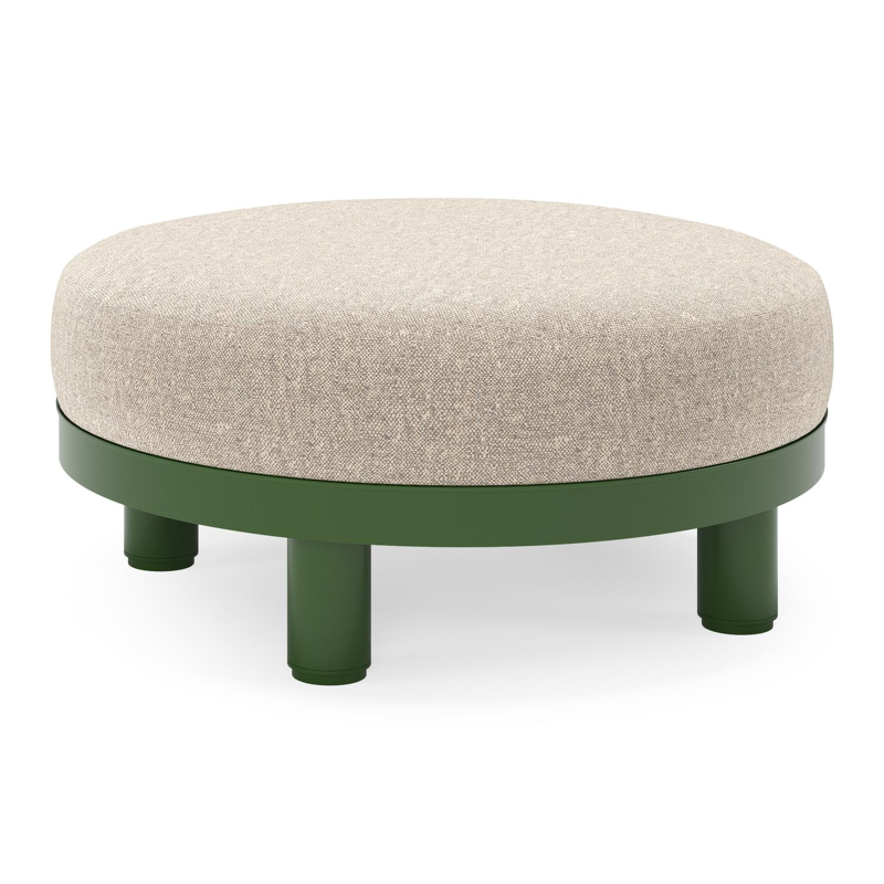 Donato lounge poef in groen aluminium met all weather sunbrella® luxe Chartres Pewter kussen