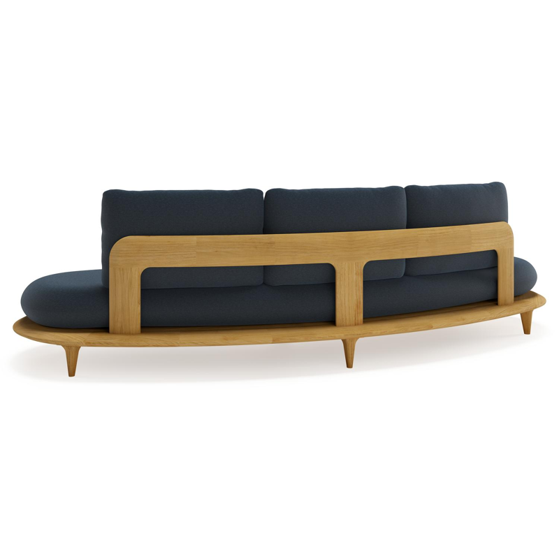 Bomero loungeset in teak met heritage indigo all weather sunbrella® luxe kussen