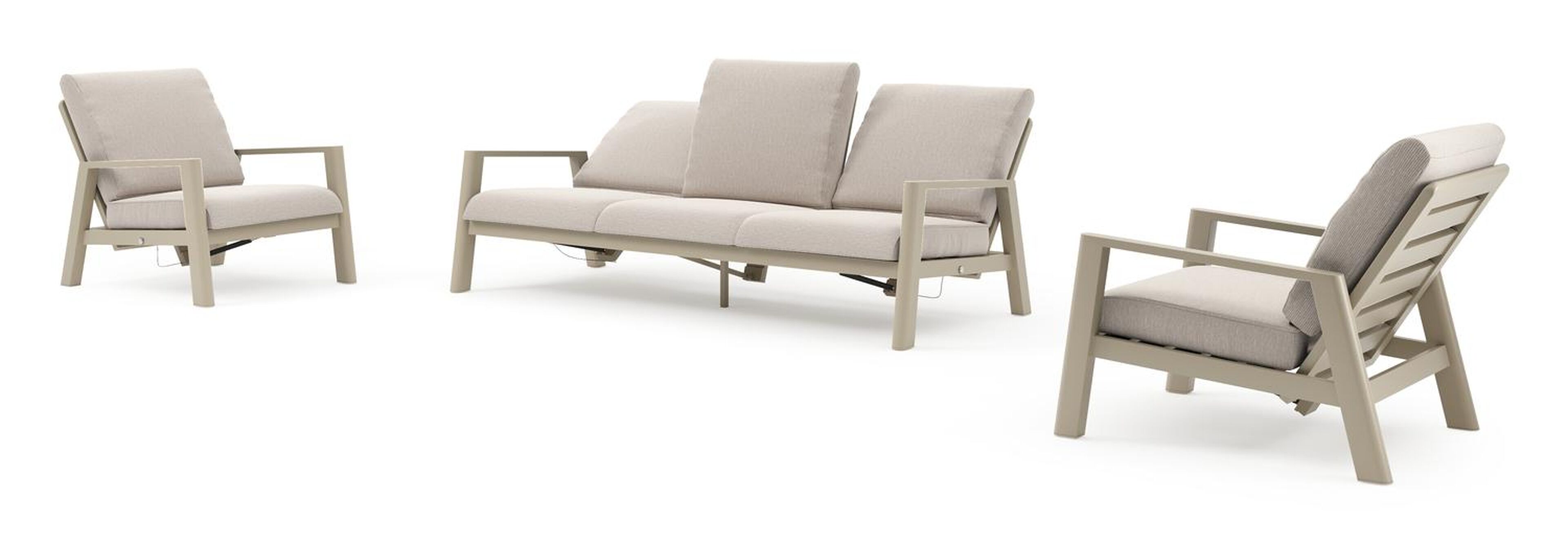 Cirello loungeset in beige aluminium met slow farafra all weather sunbrella® luxe kussen