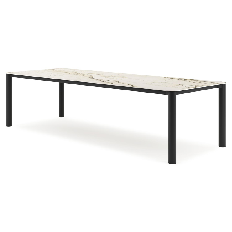 Orso tuintafel rechthoekig afgerond in zwart aluminium en volkeramiek colorado dunes - L 290 x B 110 x H 74.5 cm