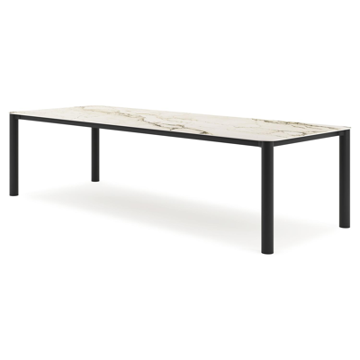 Orso tuintafel rechthoekig afgerond in zwart aluminium en volkeramiek colorado dunes - L 290 x B 110 x H 74.5 cm