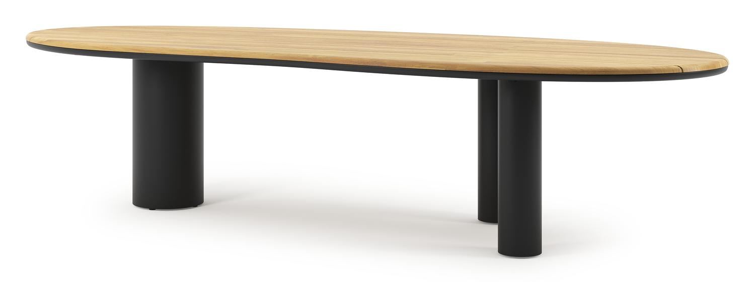 Organo tuintafel organisch in zwart aluminium en teak - L 320 x B 120 x H 74 cm