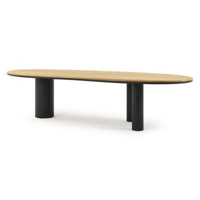 Organo tuintafel organisch in zwart aluminium en teak - L 320 x B 120 x H 74 cm