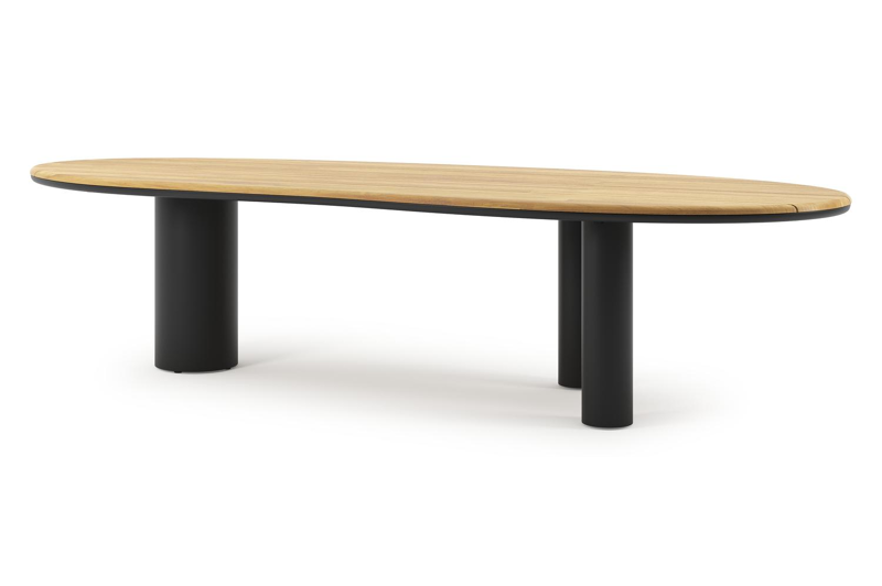 Organo tuintafel organisch in zwart aluminium en teak - L 320 x B 120 x H 74 cm