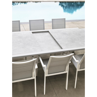 Ceramo verlengbare tuintafel in wit aluminium met tafelblad in volkeramiek - L 220 x B 106 cm