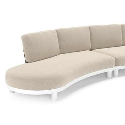 Salon de jardin d'angle Donato en aluminium blanc et coussins en all weather cosytica Catania Sand