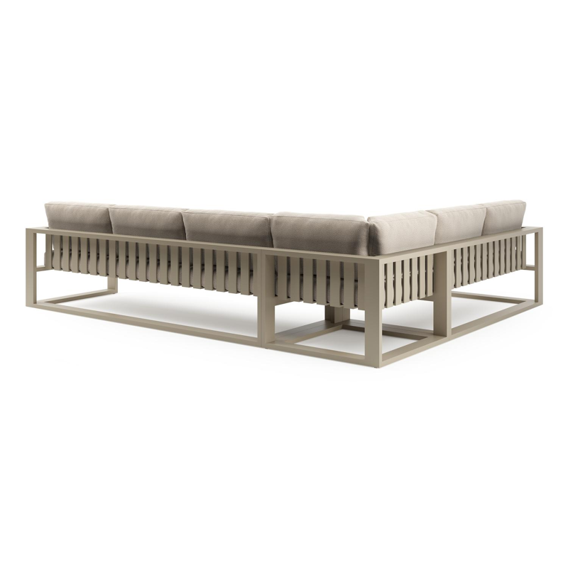 Verato loungehoek in beige aluminium met lopi sand all weather sunbrella® luxe kussen