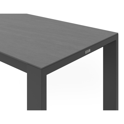 Table de jardin Verato en aluminium noir et céramique pleine basalt black - Lg 220 x Larg. 70 x H 106 cm