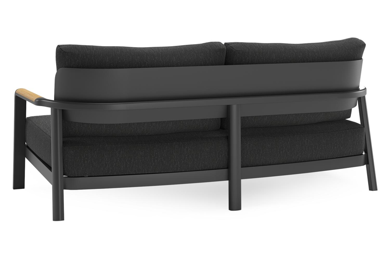 Salamanca loungebank in zwart aluminium en teak met sky black weather+ softtouch kussen