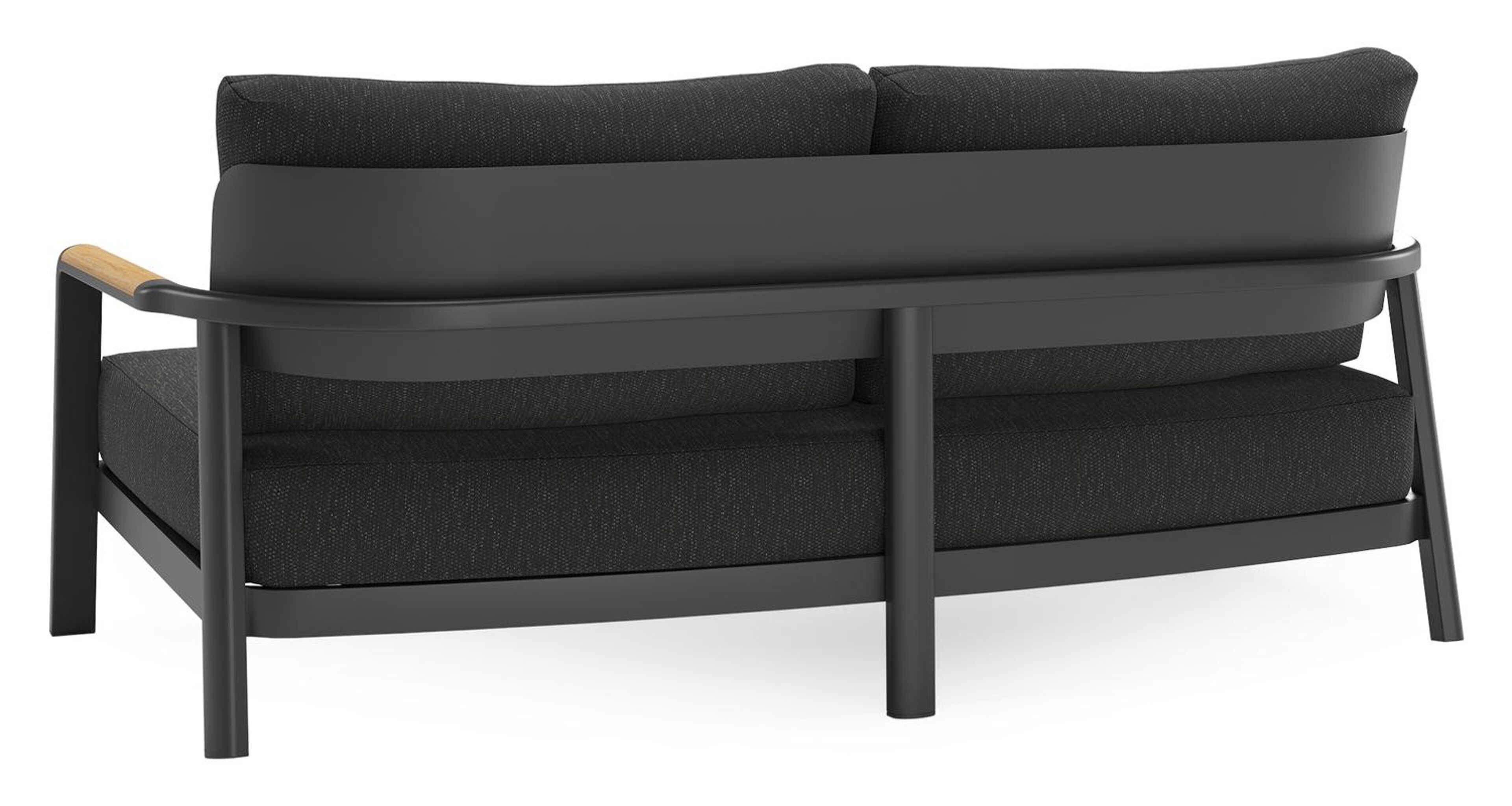 Salamanca loungebank in zwart aluminium en teak met sky black weather+ softtouch kussen