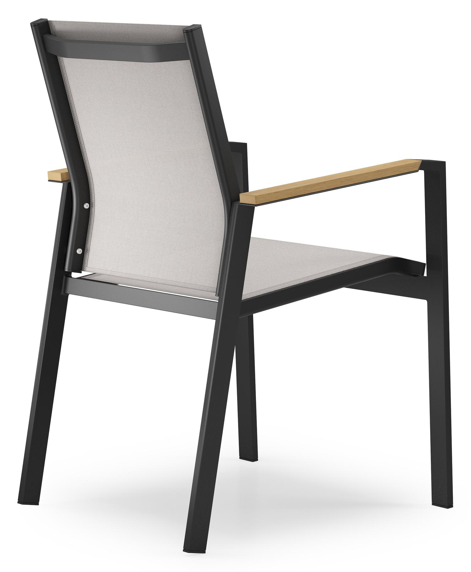 Ensemble de jardin Calzo en aluminium noir et polywood avec 6 chaises de jardin empilable Bahia
