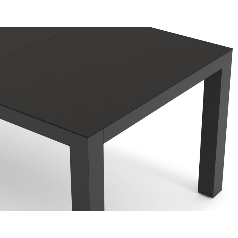 Calzo tuintafel rechthoekig in zwart aluminium en sintered stone zwart - L 220 x B 100 x H 74 cm