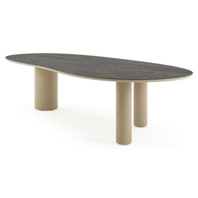 Amico tuintafel organisch in beige aluminium en volkeramiek Black Obsession - L 320 x B 145 x H 73.5 cm
