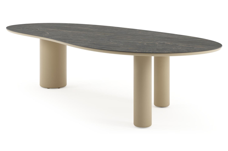 Amico tuintafel organisch in beige aluminium en volkeramiek Black Obsession - L 320 x B 145 x H 73.5 cm