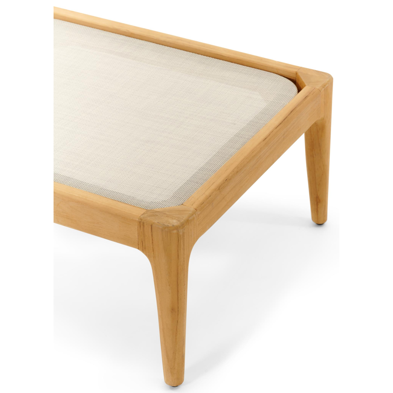 Pouf Orso en teck en textilène beige