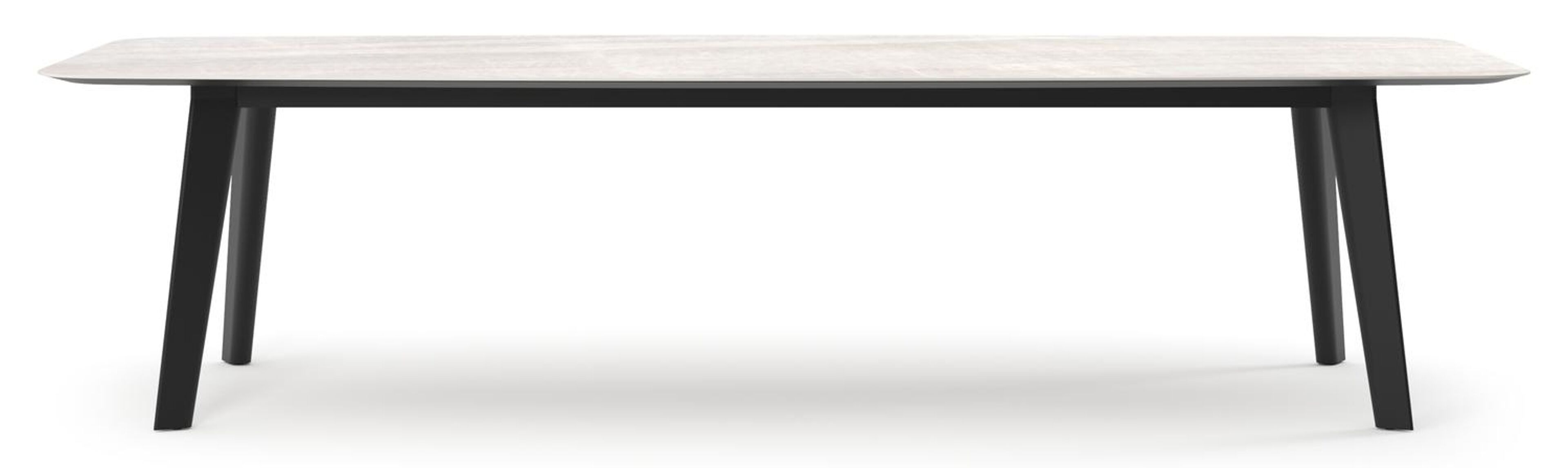 Lacrima tuintafel bootvorm in zwart aluminium en volkeramiek Taj Mahal - L 315 x B 115 x H 75 cm