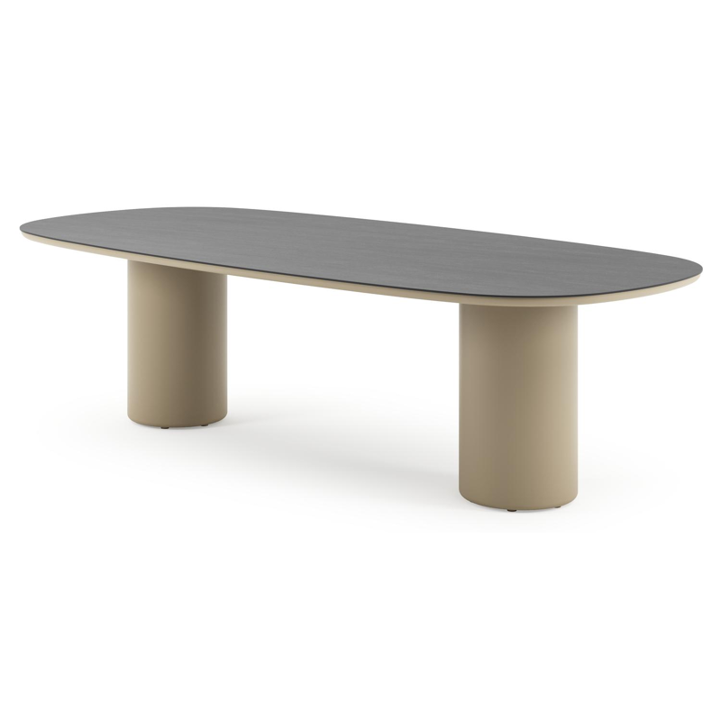 Amico tuintafel bombo in beige aluminium en volkeramiek Basalt Black - L 270 x B 125 x H 73.5 cm