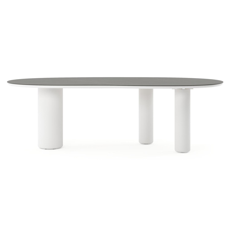 Amico tuintafel organisch in wit aluminium en volkeramiek Calatorao - L 240 x B 110 x H 74 cm