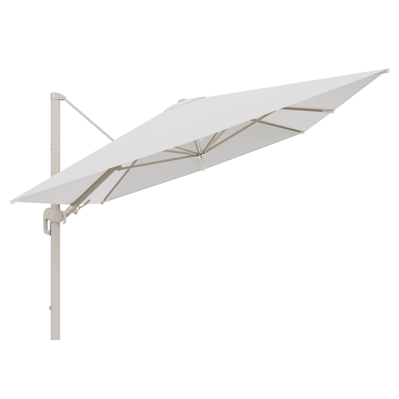 Rufina zweefparasol tiltfunctie in beige aluminium en parasoldoek in All Weather Sunbrella® Luxe Natte White  - L1 400 x L2 300 cm (zonder voet) (zonder voet)
