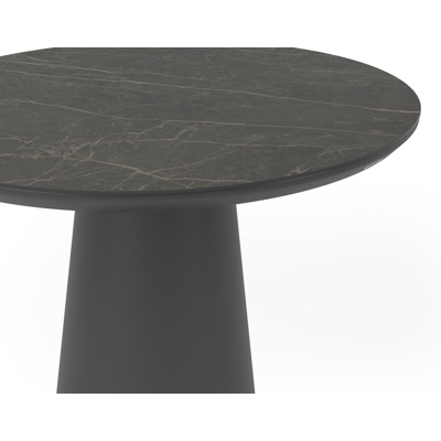 Table de jardin Donato en aluminium noir et céramique pleine black obsession - Dia. 110 x H 106 cm