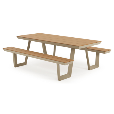 Altura picknicktafel rechthoekig in beige aluminium en polywood - L 220 x B 89 x H 74.5 cm