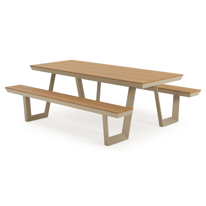 Altura picknicktafel rechthoekig in beige aluminium en polywood - L 220 x B 89 x H 74.5 cm