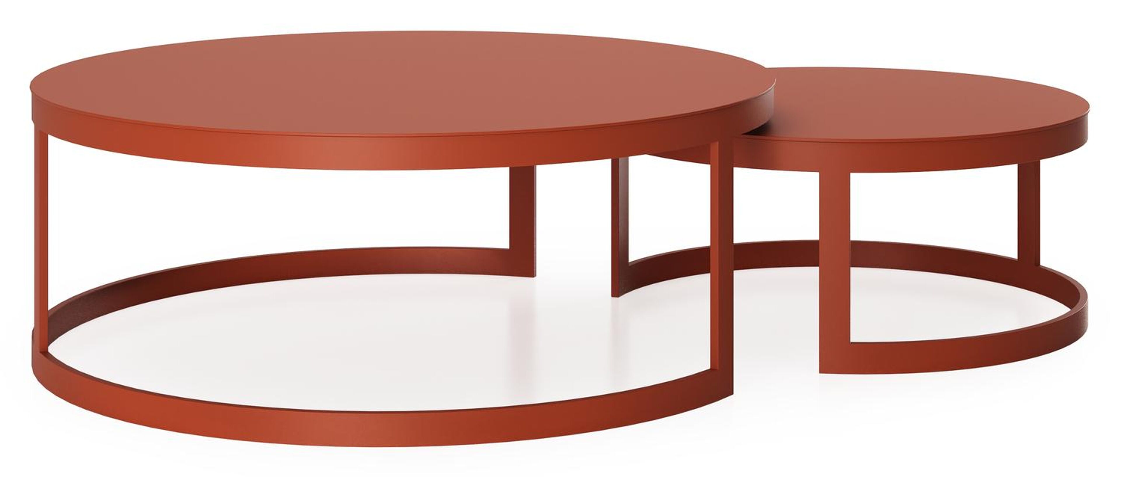 Enna set van 2 loungetafels in roestbruin aluminium - Dia. 100/70 x H 37/30 cm