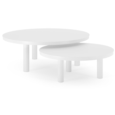 Lindo loungetafels in wit aluminium - Dia. 85 x H 27 cm, 65 x H 21 cm