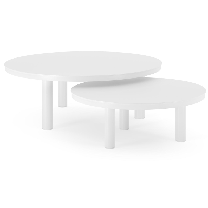 Lindo loungetafels in wit aluminium - Dia. 85 x H 27 cm, 65 x H 21 cm