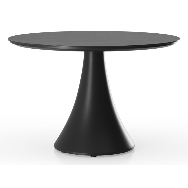Fano low dining loungetafel in zwart aluminium en volkeramiek basalt black - Dia. 85 x H 55 cm