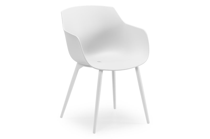 Paco tuinstoel in wit aluminium en wit kunststof