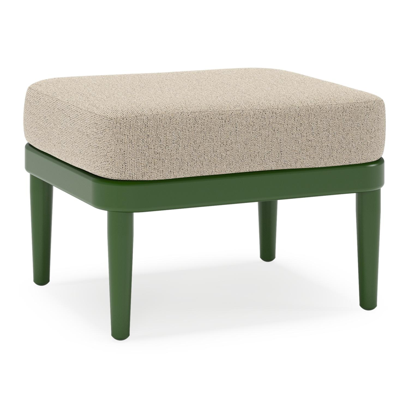Orso poef in groen aluminium met Marbella Beige all weather cosytica kussen
