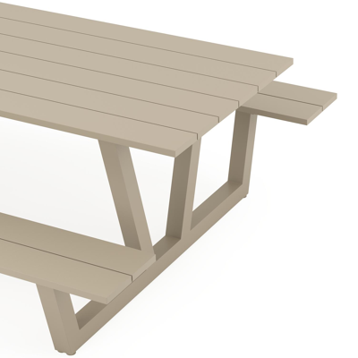 Felino picknicktafel rechthoekig in beige aluminium - L 220 x B 176 x H 76 cm