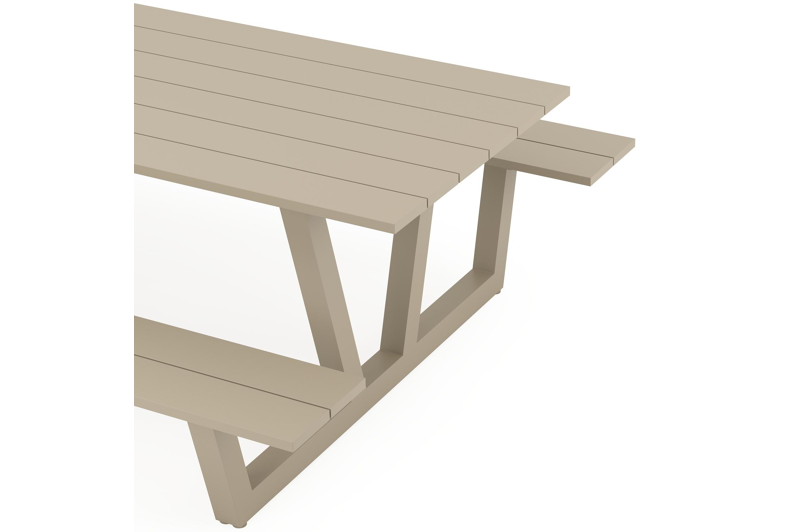 Felino picknicktafel rechthoekig in beige aluminium - L 220 x B 176 x H 76 cm
