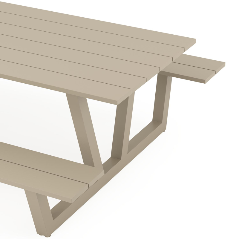 Felino picknicktafel rechthoekig in beige aluminium - L 220 x B 176 x H 76 cm