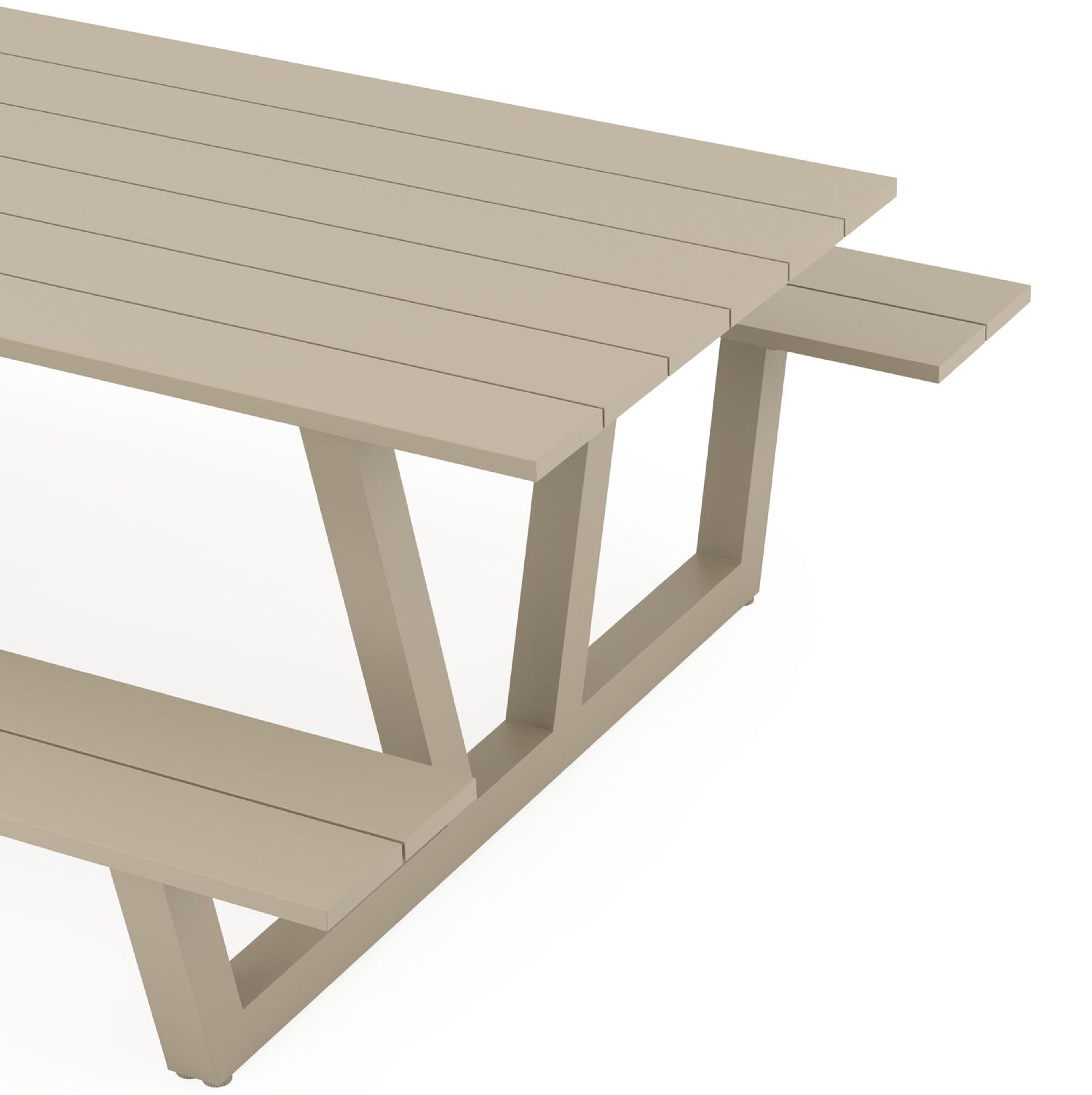 Table de pique-nique Felino rectangulaire en aluminium beige - Lg. 220 x Lrg. 176 x Haut. 76 cm