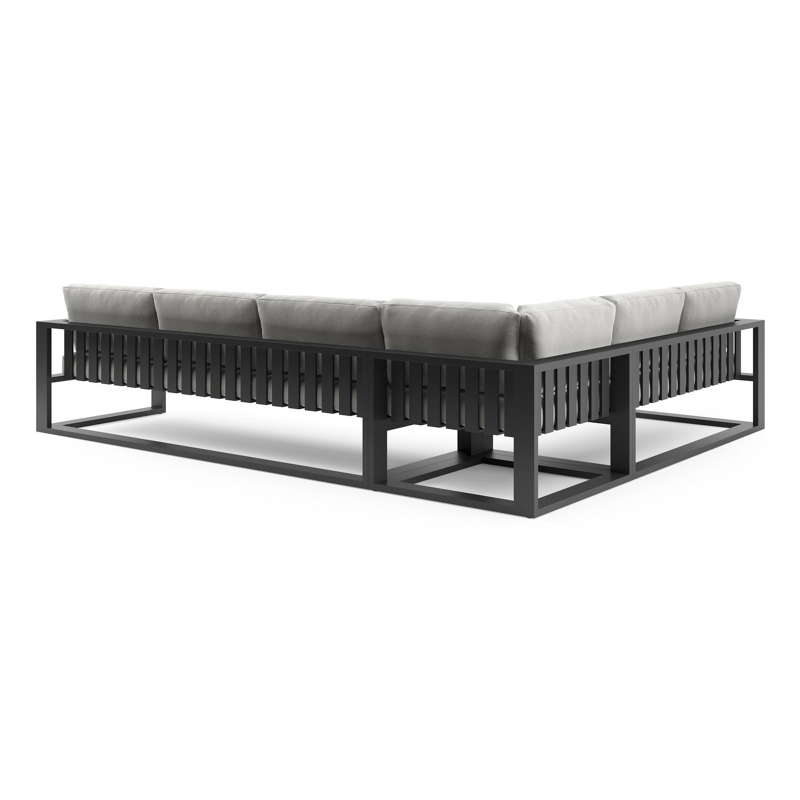 Verato loungehoek in zwart aluminium met lopi ash all weather sunbrella® luxe kussen