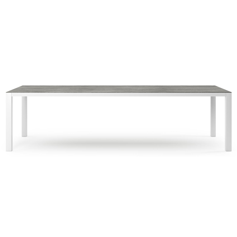 Como tuintafel in wit aluminium en volkeramiek aspen grey - L 280 x B 110 x H 75 cm